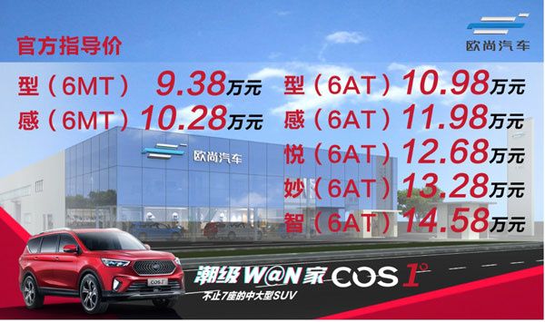 每日新车：长安欧尚cos1°正式上市 售9.38万起